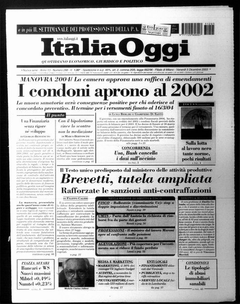 Italia oggi : quotidiano di economia finanza e politica